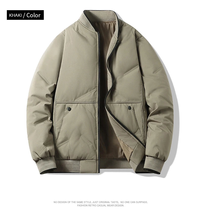 Men's Jacket Autumn Winter Thickened Warm Comfortable Breathable Casual Coat Outdoor Solid Color Windproof Zippered Jacket