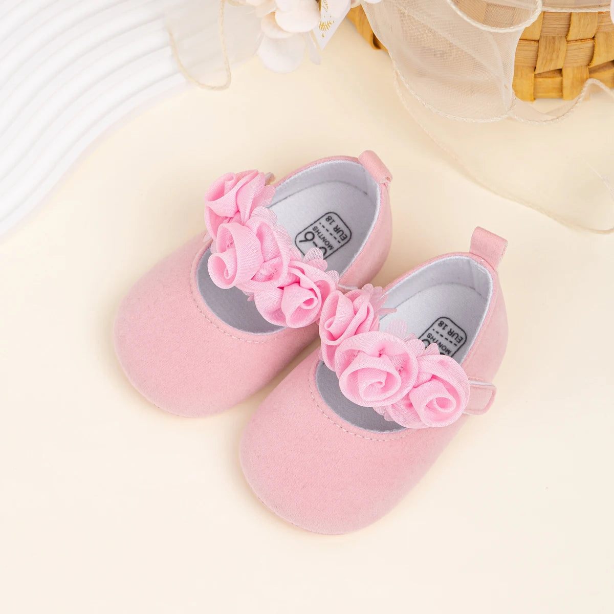 KIDSUN Cotton Sole Anti-slip Baby Shoes Moccasin Cute Flower Princess Girls Shoes Newborn Toddler First Walker Crib Shoes 0-18m