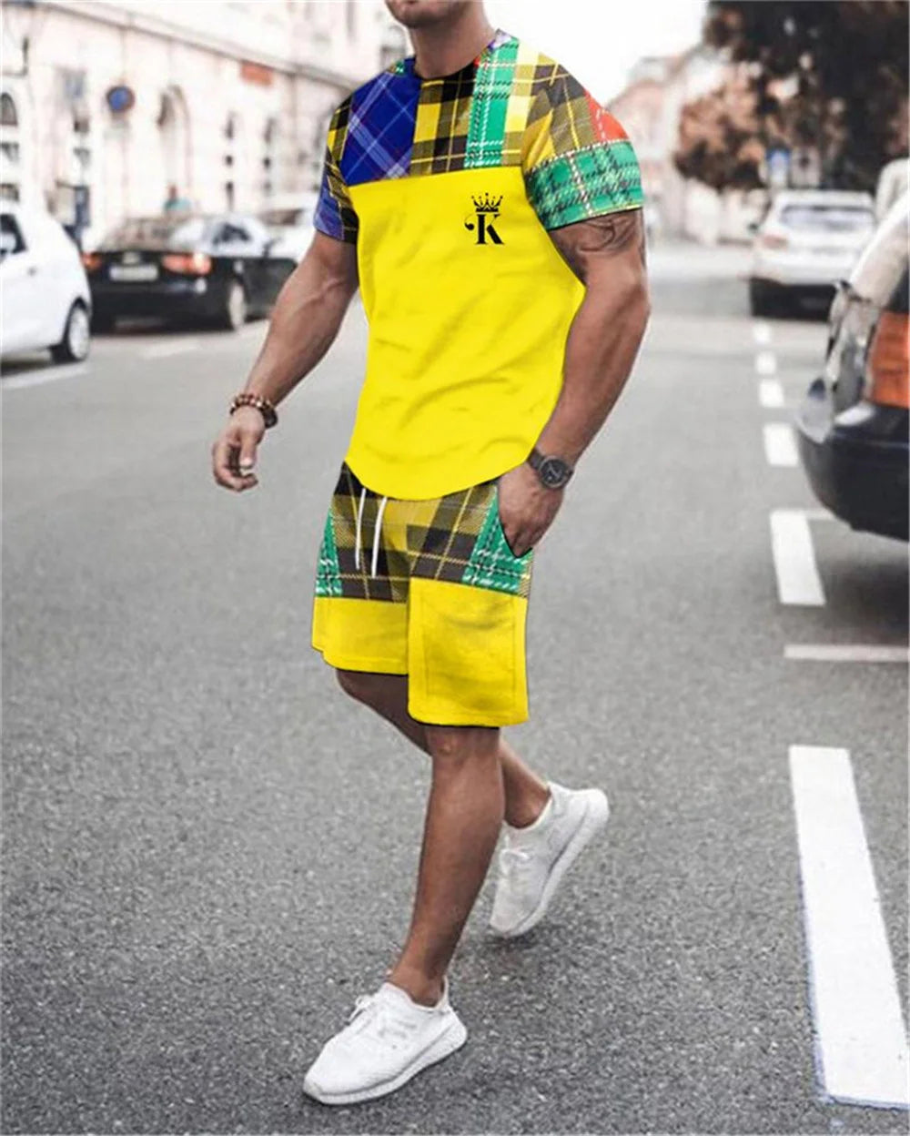 2025 New Men's Tracksuit Sets Short Sleeve T-Shirt Suit Casual Suit Sports Solid Color Streetwear Shorts 2 Piece Male Clothes