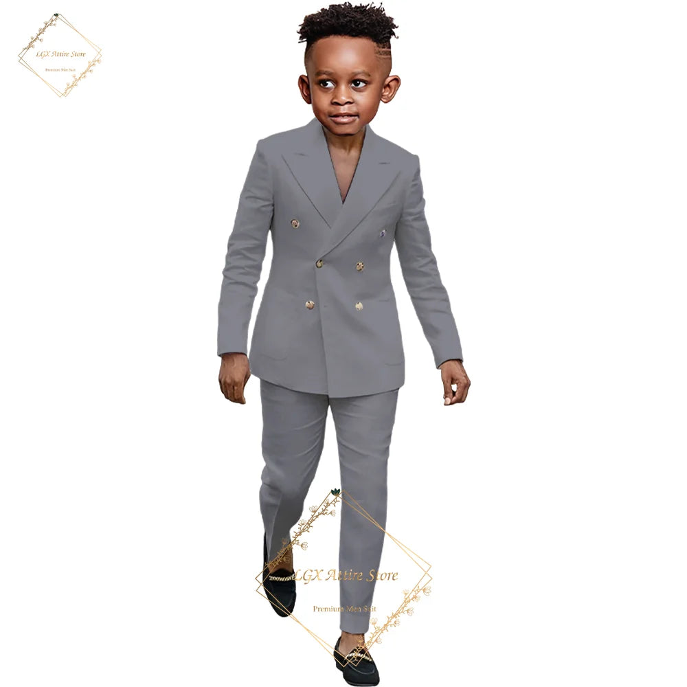 Boys suit 2 piece suit - custom made for 2~16 year old children double breasted peak lapel formal occasion slim fit suit