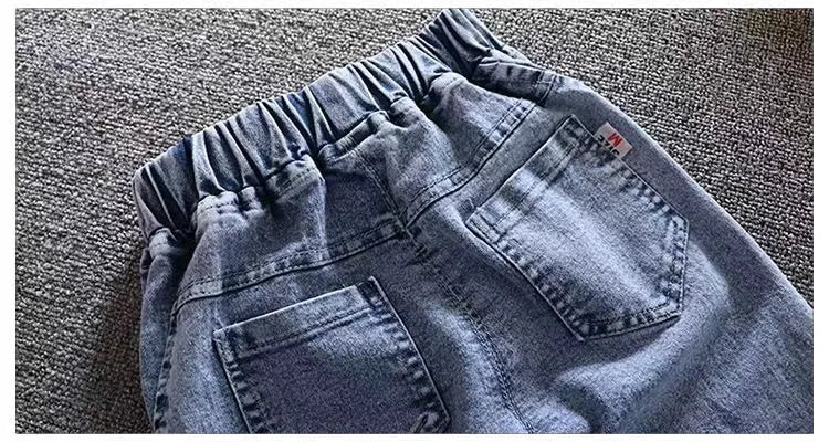 Spring Autumn Denim For Boys' Set New 2024 Korean Version Jacket Fashion Jeans Handsome Two-Piece Set