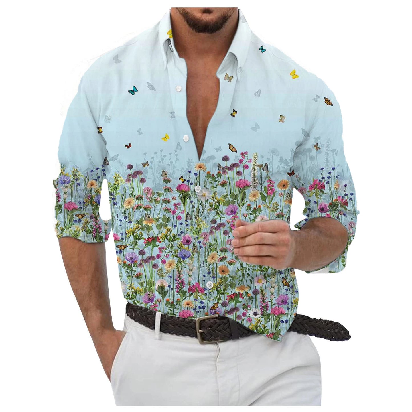 Men's Button Up Shirt Music Notes Collar 3D Print Daily Vacation Long Sleeve Print Clothing Apparel Hawaiian Casual Beach
