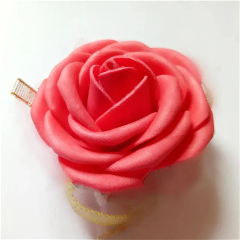 10Pcs Artificial Rose Wrist Flower Team Bride To Be Bridesmaid Gift Wedding Decoration Bridal Shower Bachelorette Party Supplies