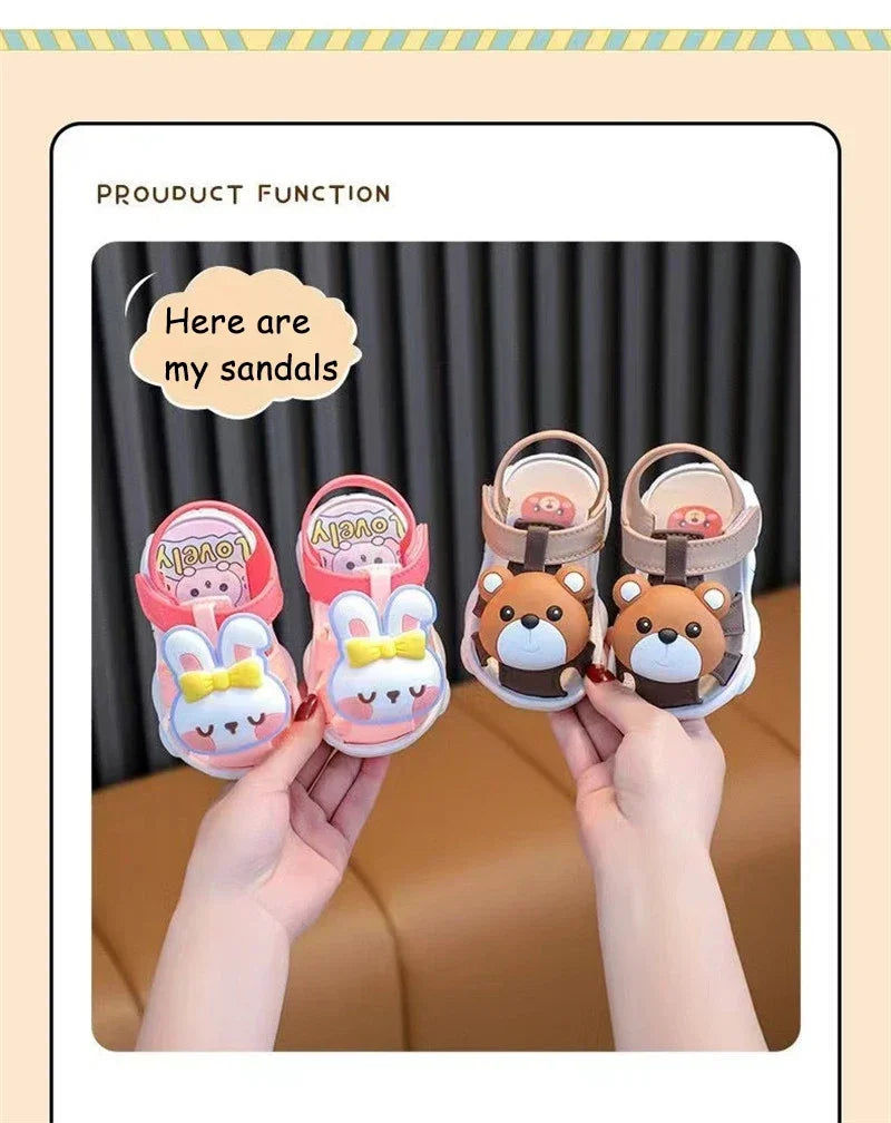 High Quality Comfortable Breathable Baby Children Outdoor Sandals Simple Versatile Cute Cartoon Boys Girls Infants Walking Shoes