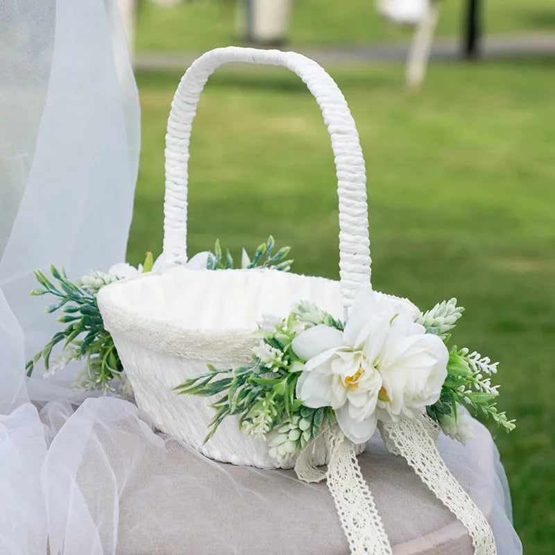 Wedding Decoration Bridesmaid Carrying Basket Wedding Flower Child Scattering Flower Basket Petal Blue Baby Shower Decorations