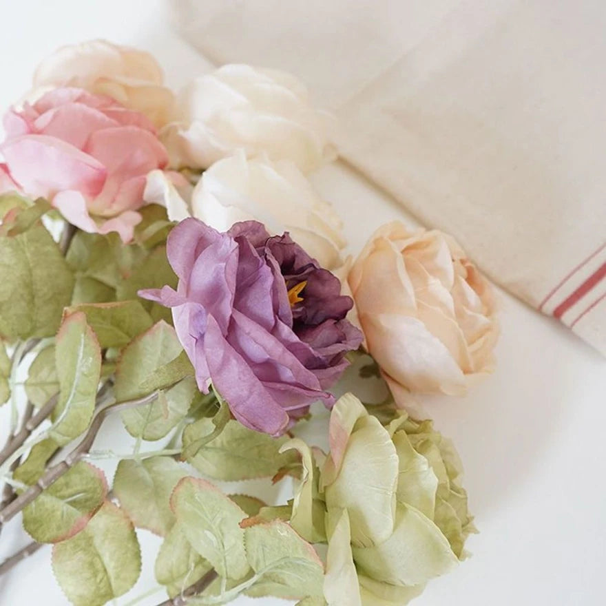 Artificialflower Caramel Rose High Quality Garden Courtyard Wedding Bride Bouquet Wreath Home Table Vase Festival Diy Gift Decor