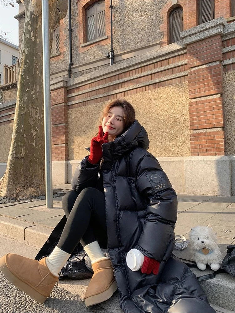 Winter Women Clothing Warm Long Parka Thick Over-the-knee Puffer Jacket Zipper Black Cotton-padded Coats Windproof Jackets New