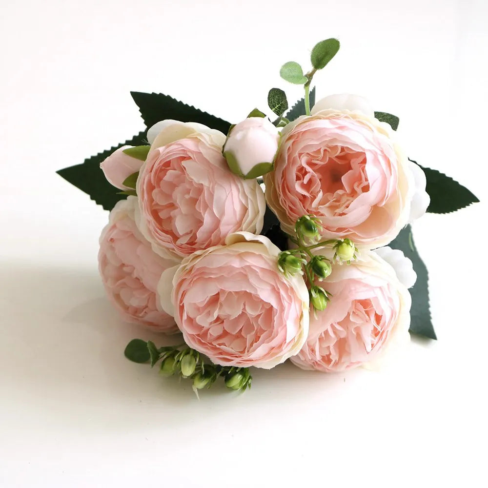 1PC 30CM Fake Roses Silk Peony Artificial Flowers Cheap New Year's Christmas Decorations Vase Home Wedding Bridal Bouquet Indoor