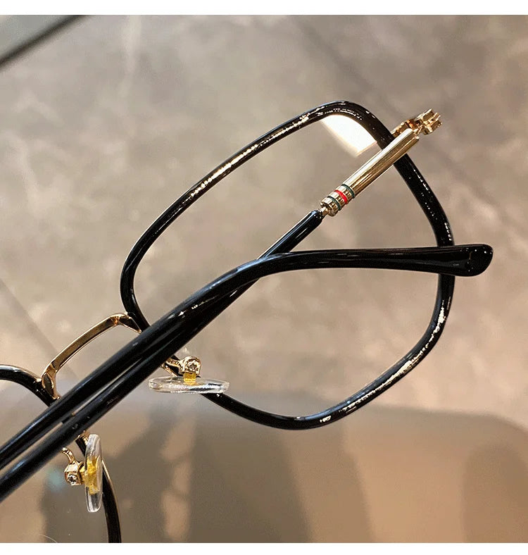 New women square polygon glasses for girl female metal frame glasses plain glasses Nearsighted Eyewear Glasses -1.0 -2.5 -2