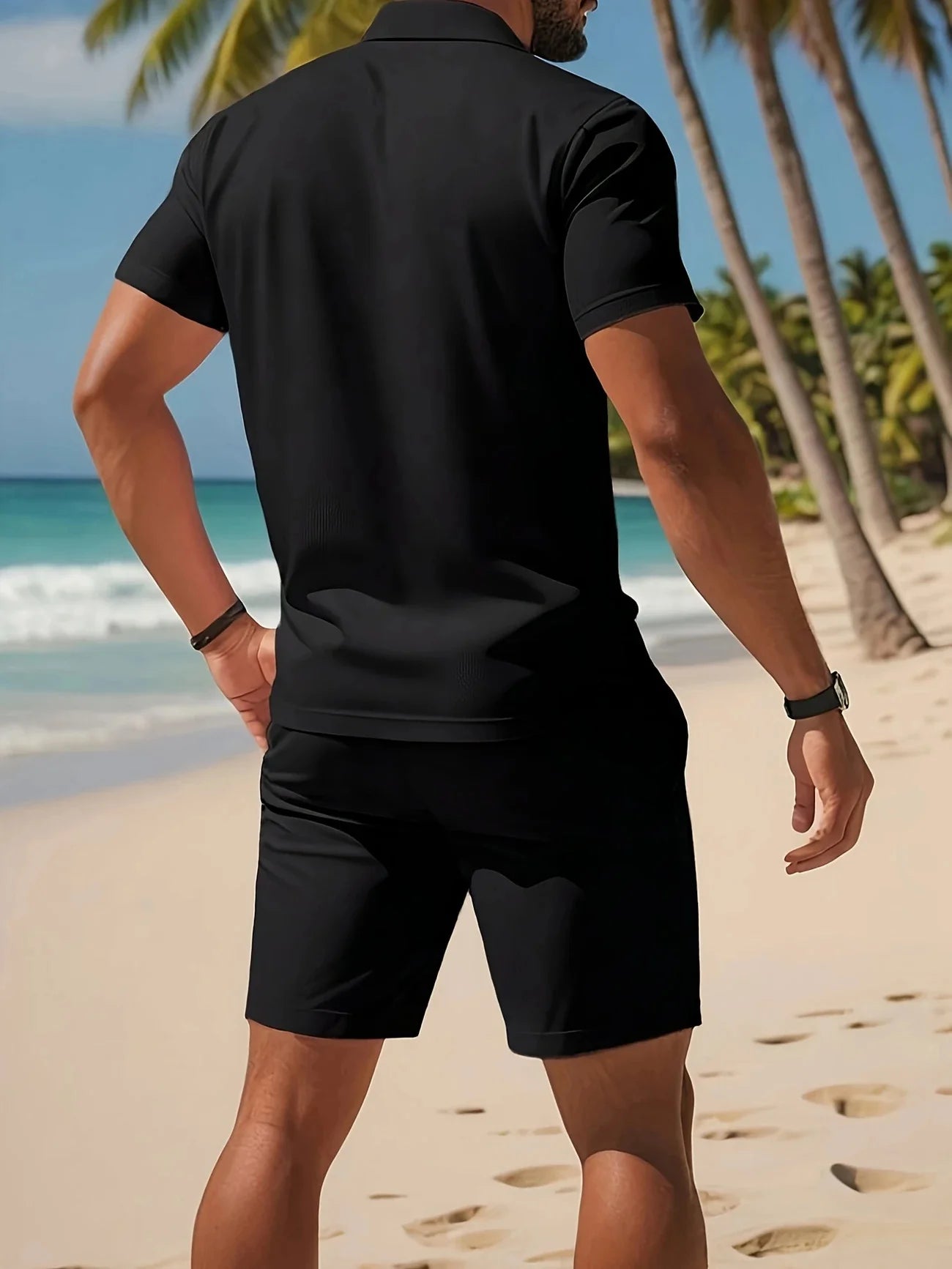 A Two-Piece Set of High-Quality Men's Summer Shorts and Sleeveless Tops, Suitable for Daily Wear and Beach Casual Wear