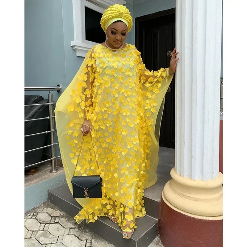 Lace Hollow Africa Dress African Dresses for Women African Clothes 2025 Dashiki Taditional Boubou Arabic Robe Femme Musulmane