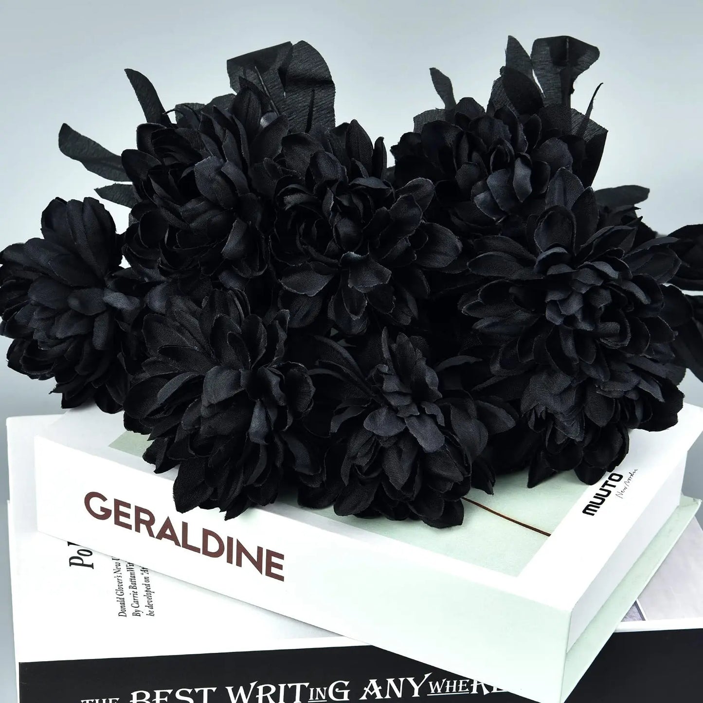 Halloween Burgundry Dahlia Black Artificial Flower Branch Wedding Flower Wall Arrangement Materials Fake Flower Table Home Decor