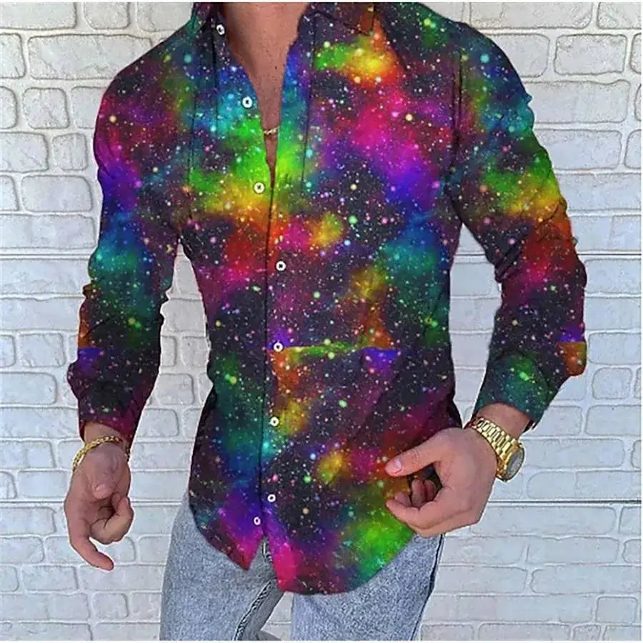 2023 Luxury Men's Shirt Floral Pattern Lapel Long Sleeve Shirt Outdoor Street Fashion Clothing Designer Casual High Quality