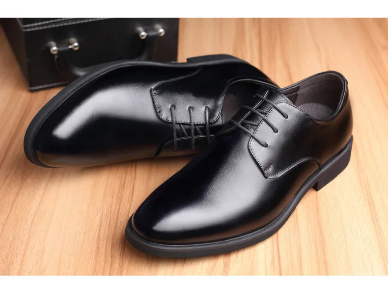 Men's Breathable Leather Shoes Black Soft Leather Soft Bottom Spring And Autumn Best Man Men's Business Formal Wear Casual Shoe
