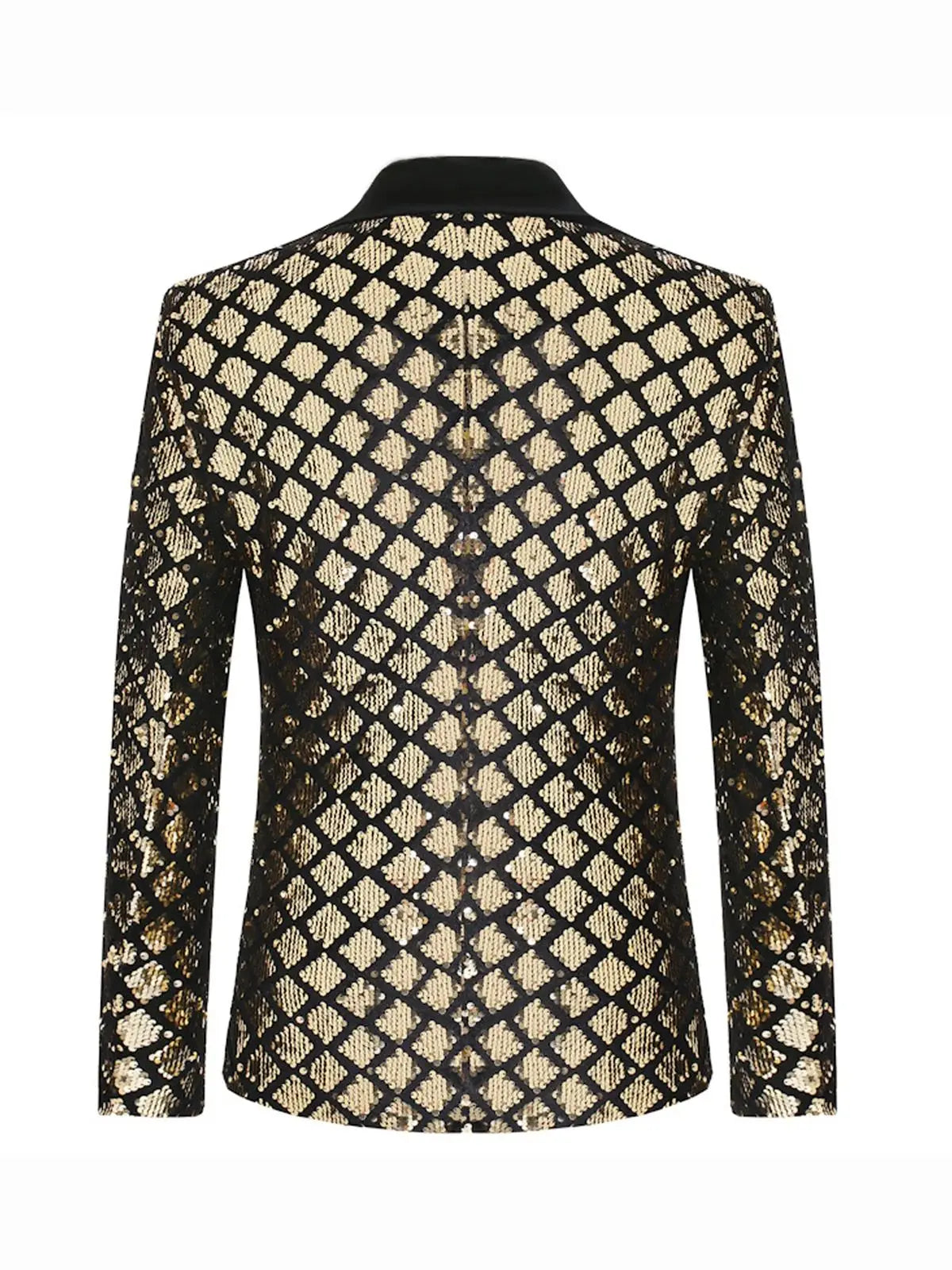 Fashion Men Luxurious Sequin Plaid Suit Jacket Stage Performance Street Performer Casual Blazer Men's Coat Long Sleeved Top