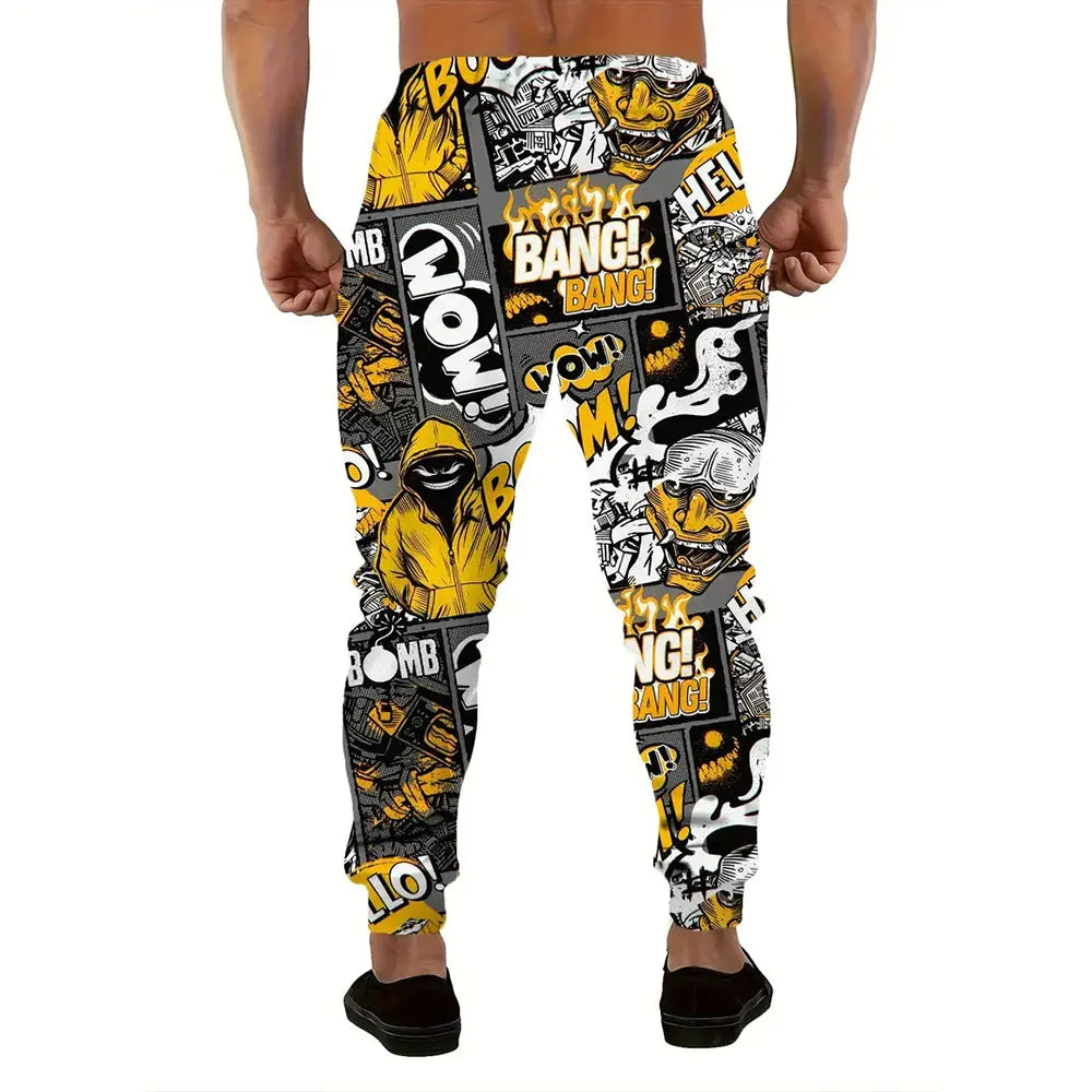 Winter New Thick Warm Pants 2026 New Fashion 3D Flame Print Sweatpants Men Large Size Loose Casual Pocket Drawstring Sweatpants