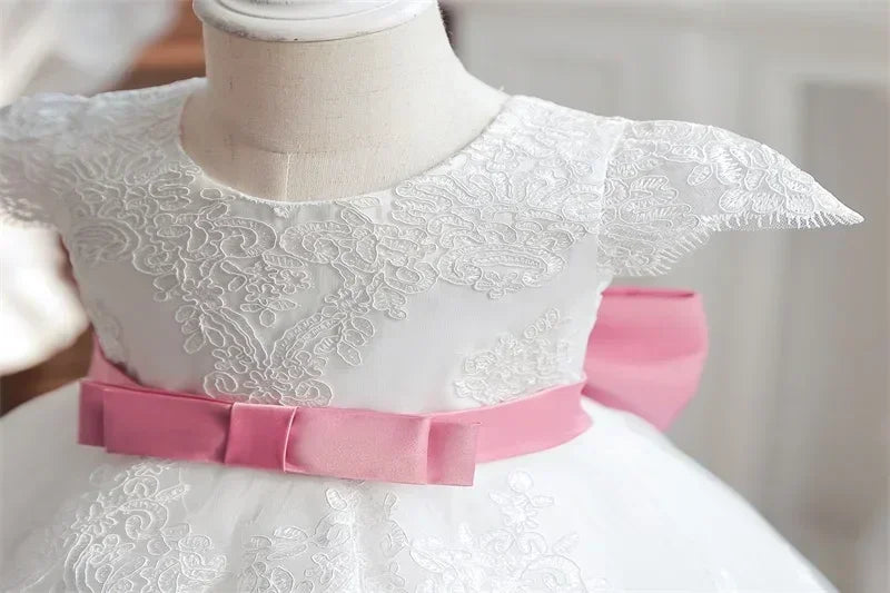 Baby Girls 1st Birthday Pink Princess Dress for Luxury Embroidery Costumes Kids Baptism Party Beading Clothes Toddler Dresses