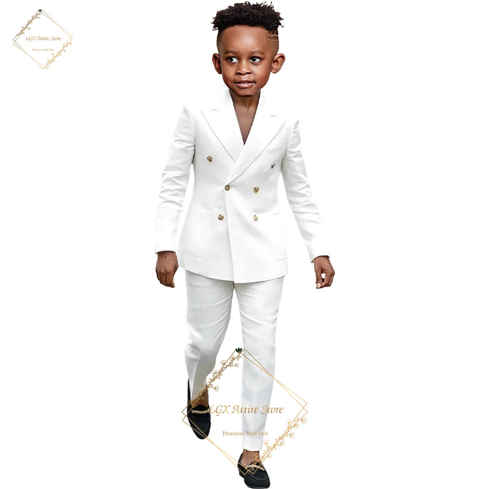Boys suit 2 piece suit - custom made for 2~16 year old children double breasted peak lapel formal occasion slim fit suit