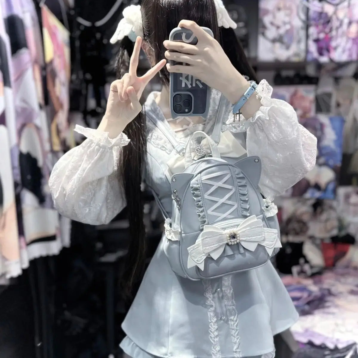 Lace Cat's Ear School Bag Japan Lolita Ita Mochila Cute Large Capacity Mochilas Mujer 2025 New Bow Women Bags Student Backpack