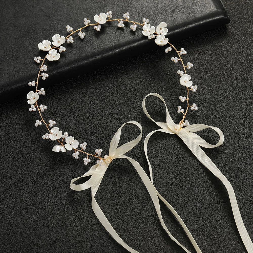 Bridal Wedding Headbands Handmade Bride Tiaras Shiny Rhinestone Flower Hairband Bridal Headpeice Hair Accessories For Women Girl