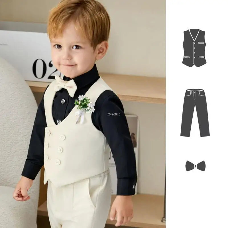Newborn Baby Boys 1 Year Birthday Suit Kids Formal Photograph Suit Children Wedding Dress Child Performance Party Dance Costume