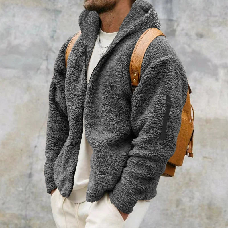 Men's Winter Jacket Warm Loose Casual Fleece Soft Fabric Velvet Skin Friendly Solid Streetwear Fashion Jackets Coats for Men