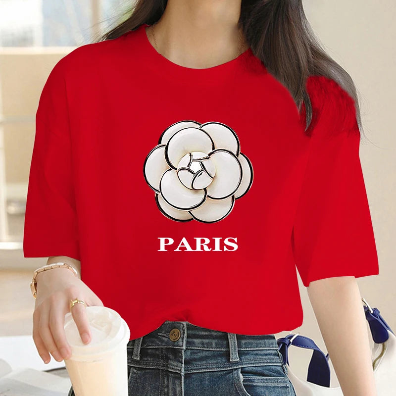 Oversized Luxury Brand NewParis Graphic Tshirt Female Summer Casual T-Shirts For Women's Girls Streetwear Short Sleeve Tee Shirt