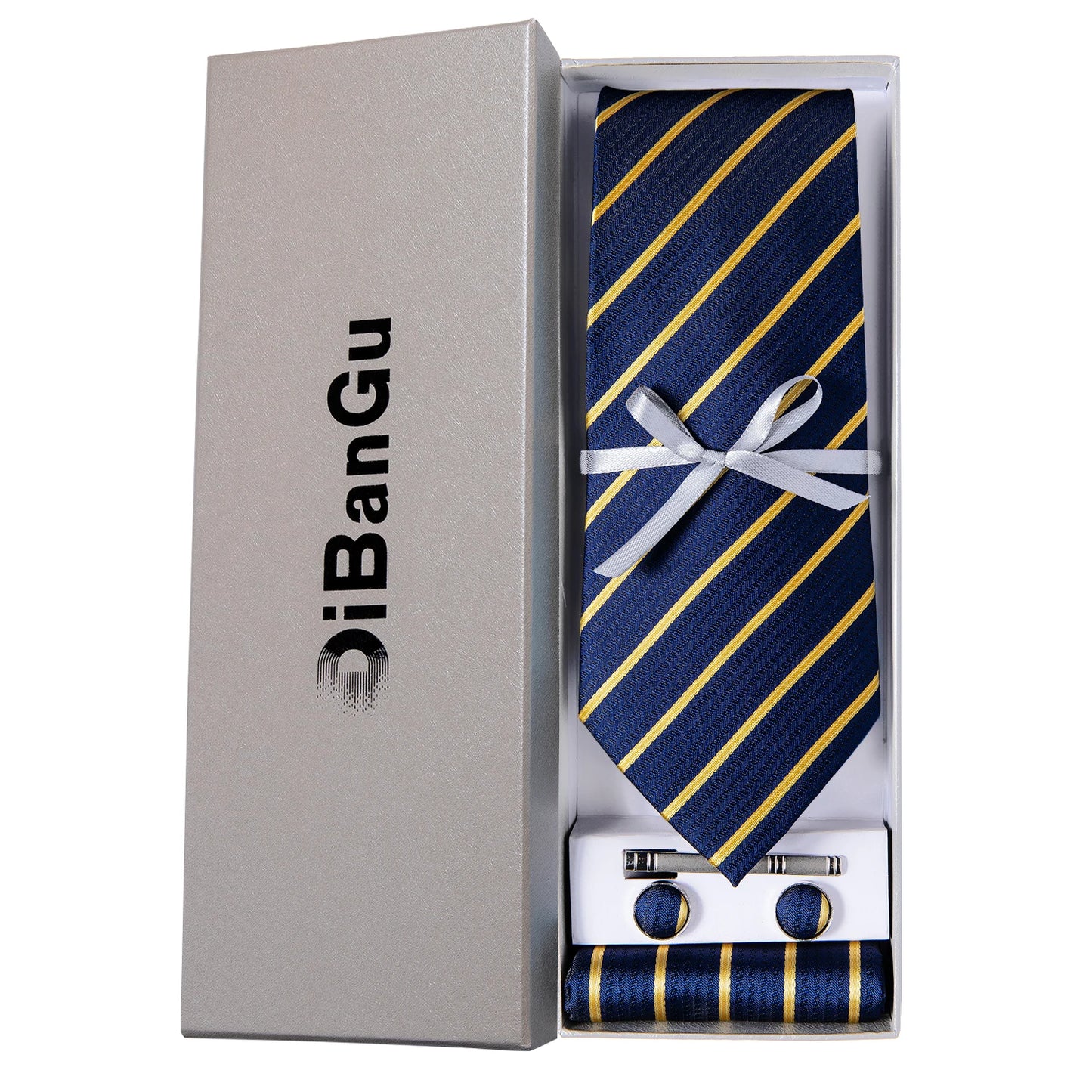 Solid Black Plaid Men's 8cm Polyester Neck Tie Handkerchief Cufflinks Set with Gift Box Tie Clip Birthday Anniversary Gift
