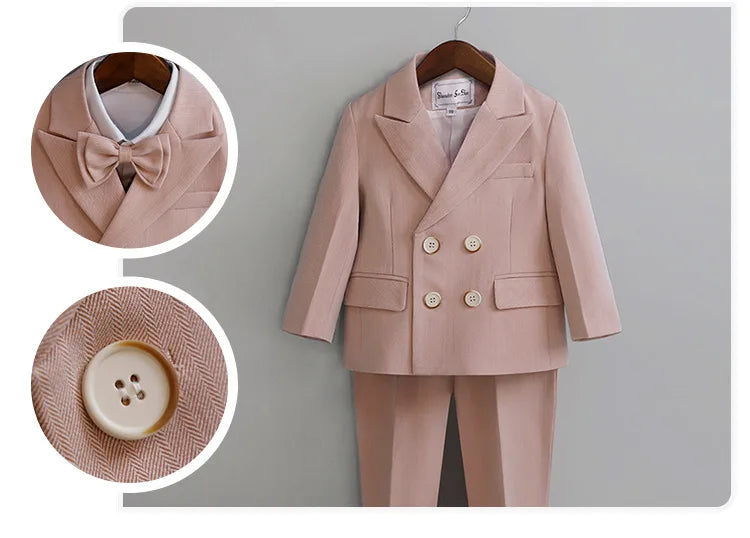 Flower Boys Photography Suit Baby Kids Formal Ceremony Costume Children Birthday Wedding Party Dress Performance Tuxedo Set