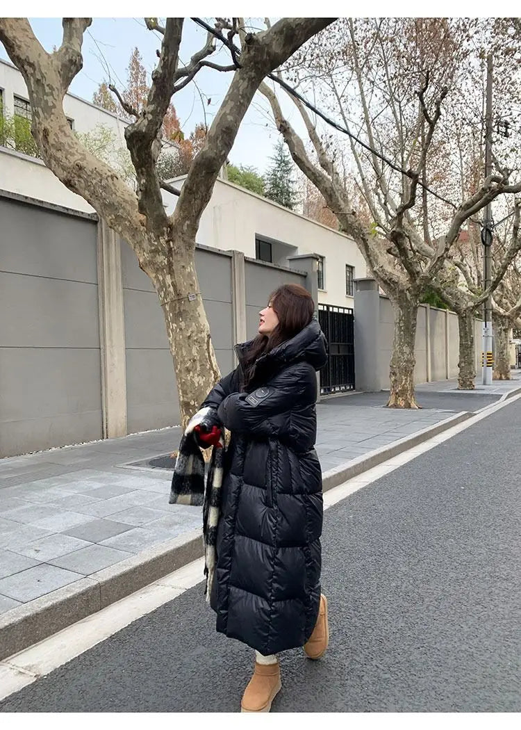 Winter Women Clothing Warm Long Parka Thick Over-the-knee Puffer Jacket Zipper Black Cotton-padded Coats Windproof Jackets New