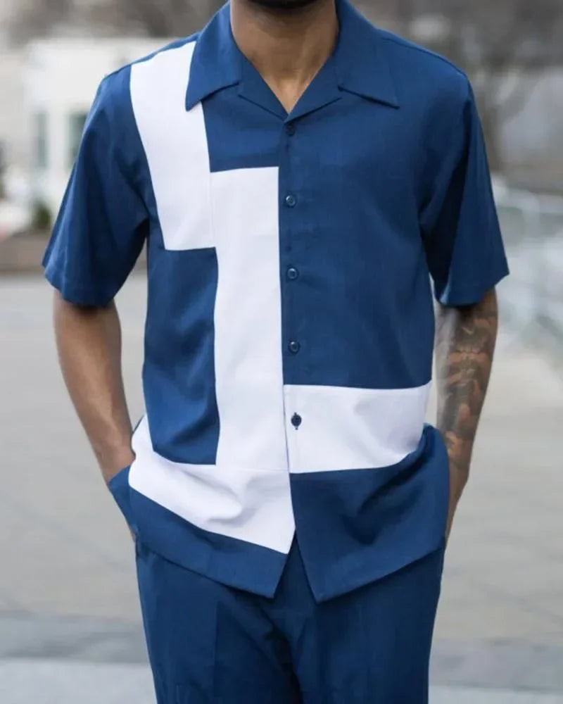2025 Trend Print Men's Tops+Trousers Sets Spring Summer New Party Sport Casual Suits Shirts Pants 2-Piece Fashion Men's Clothing