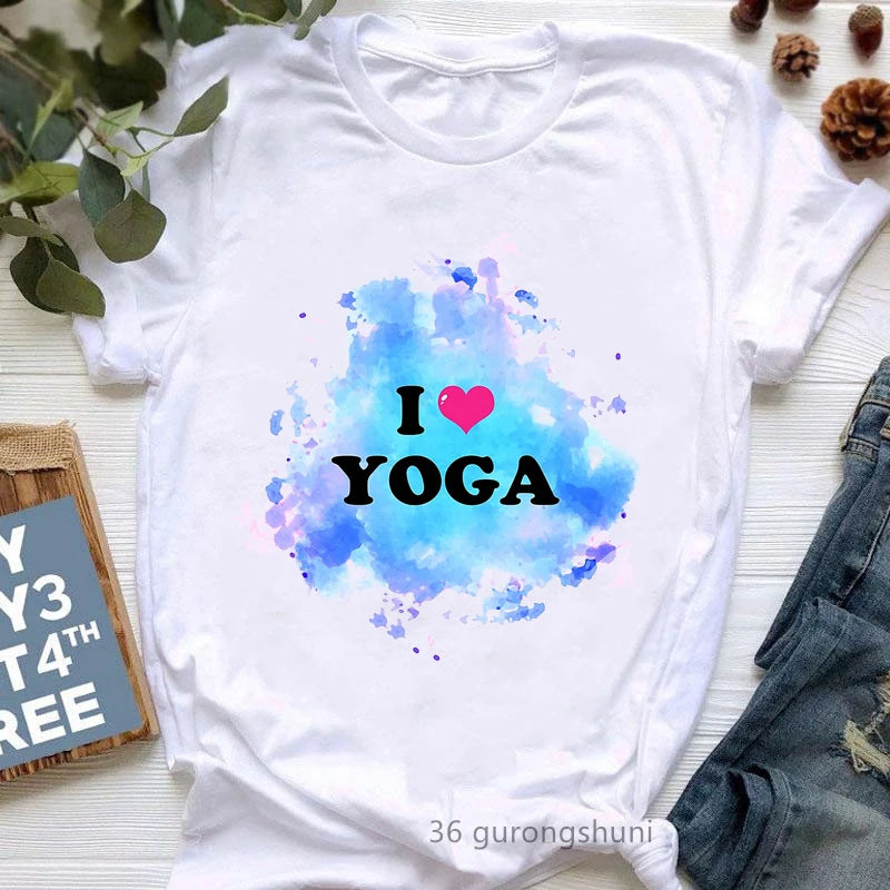 Newest Yoga Tree Print Tshirt Girls Summer Fashion Short Sleeve T Shirt Women Buddha Chakra Meditation T-Shirt Female Wholesale