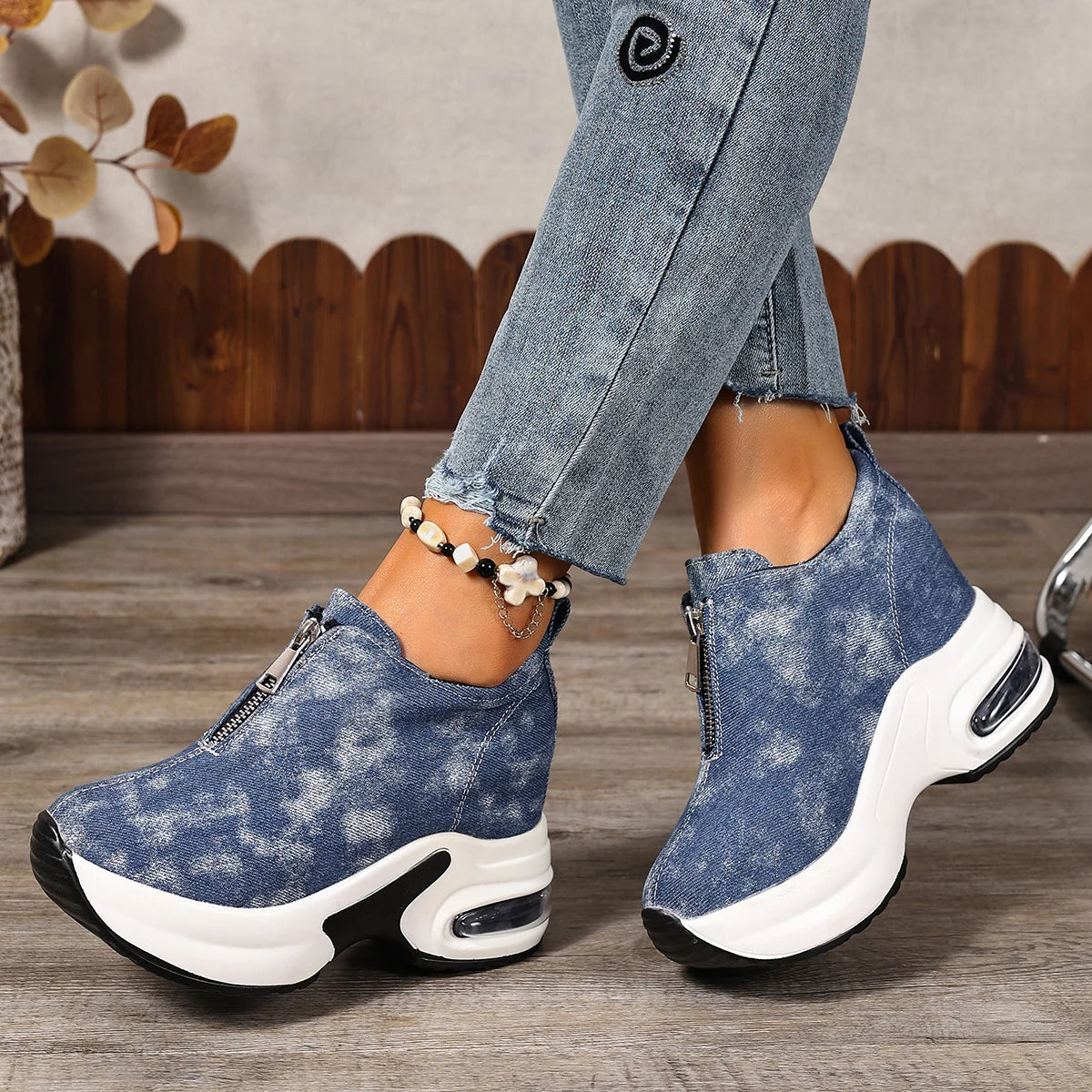 New 2025 Women Sneakers Anti-slip Platform Wedge Sneakers Women Slip on Casual Lady Vulcanized Shoes Women Zapatos De Mujer