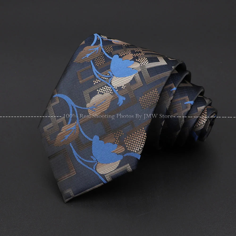 New Design Wedding Men Tie Brown Solid Striped Paisley Flower Neckties Men Business Dropshipping Groom Collar Accessories Gift