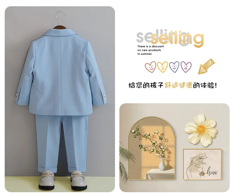 Flower Boys Photography Suit Baby Kids Formal Ceremony Costume Children Birthday Wedding Party Dress Performance Tuxedo Set