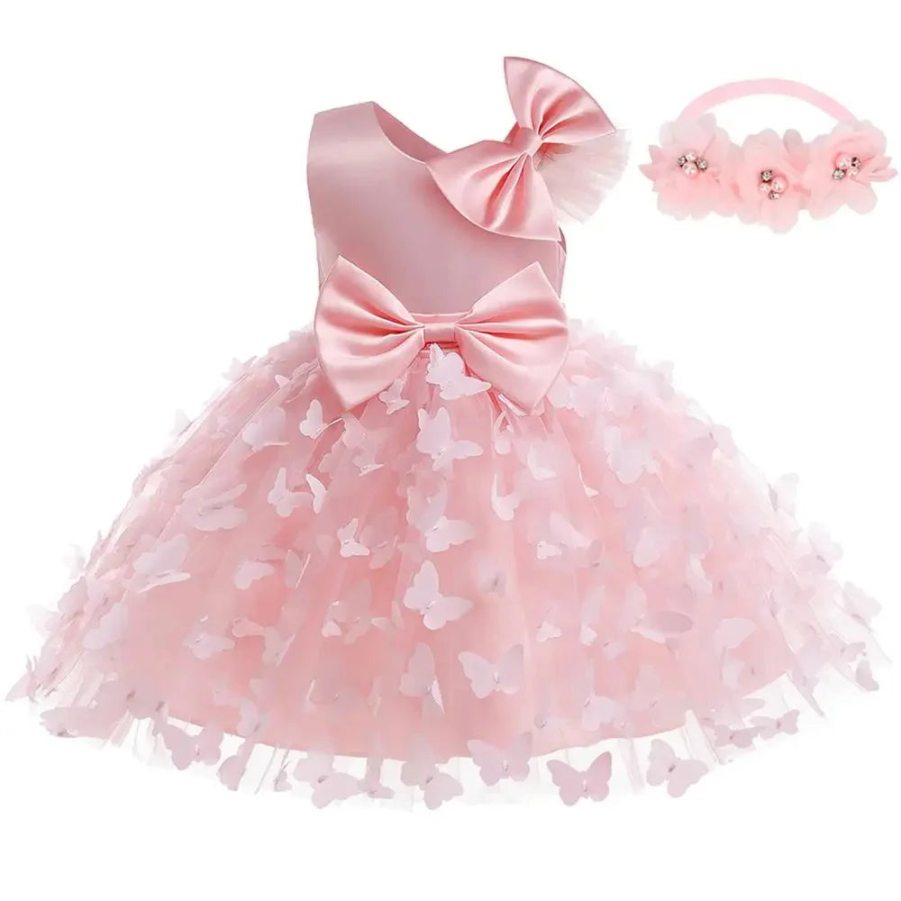 Children's Elegant Dresses For 1st Birthday Dress Baby Butterfly Lace Dress Girls Party Dresses Newborn Princess Dress Clothes