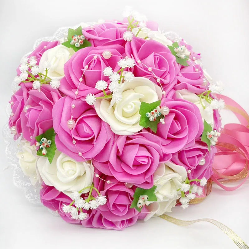 2023 Wedding Bouquets Handmade Bridal Flower Wedding Party Gifts Wedding Accessories Flowers Pears beaded with Ribbon