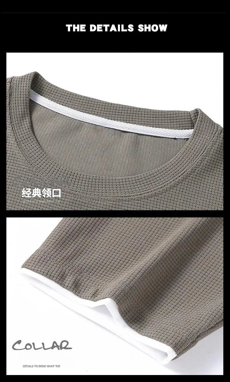 Mens Sports Suit Fashion Short Sleeve Tracksuit Men Suits Summer Men's Two Piece Set Linen Fabric Casual T-Shirt and Shorts Set