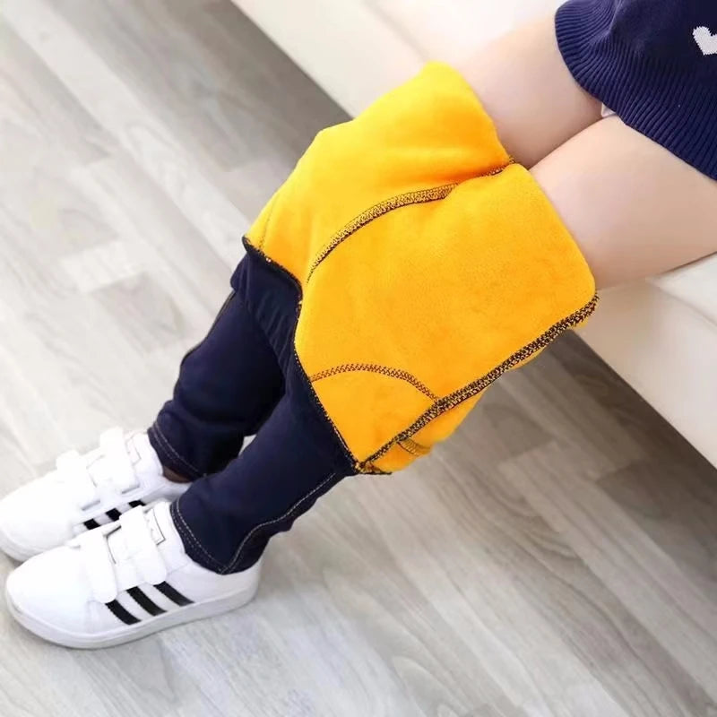 Teenage Winter Warm Pants for Children Kids Girls Fleece Bootcuts Jeans
