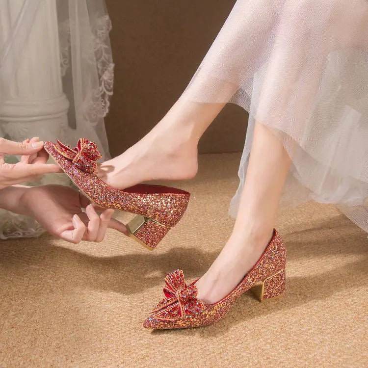 Women's Summer Footwear Stilito Rhinestone Shoes for Woman 2024 with Wedding Bride Genuine Mark Chic and Elegant A Comfortable E