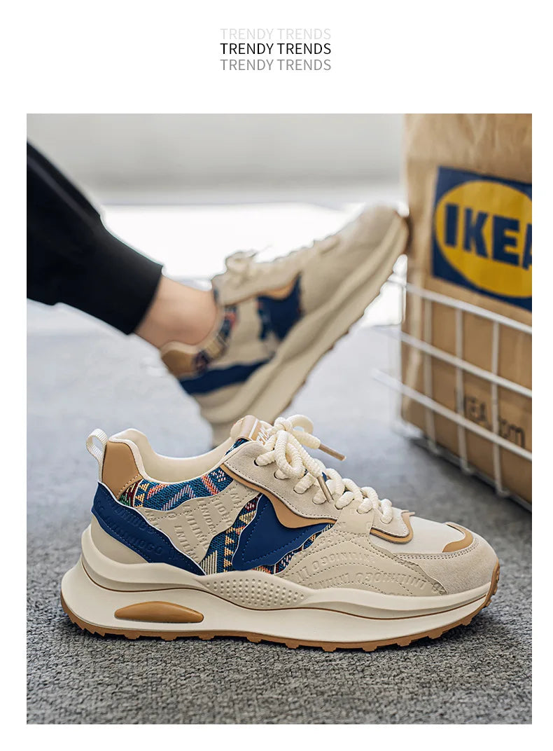 Men Sneakers 2025 Spring Autumn New Comfortable Outdoor Non Slip Running Shoes Trend Wear-resistant Vintage Lace Up Casual Shoes