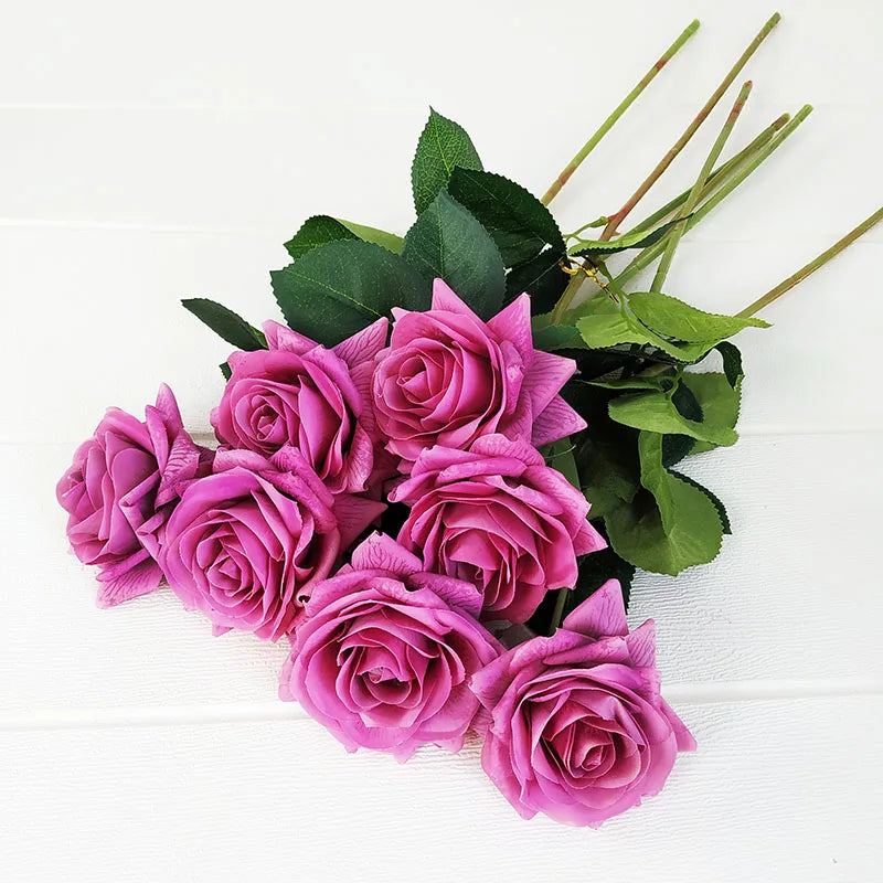 Wedding Decorations 12pcs/Lot Rose Latex Artificial Flowers Floral Silk Real Touch Rose Flowers Home Birthday Party Bouquet