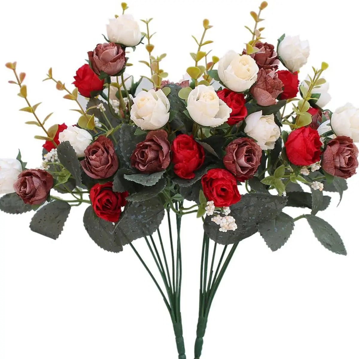 7 Forks 21 Heads Artificial Flower Silk Rose High Quality Christmas Wreath Wedding Bouquet Home Arrangement Vase bridal bouquets