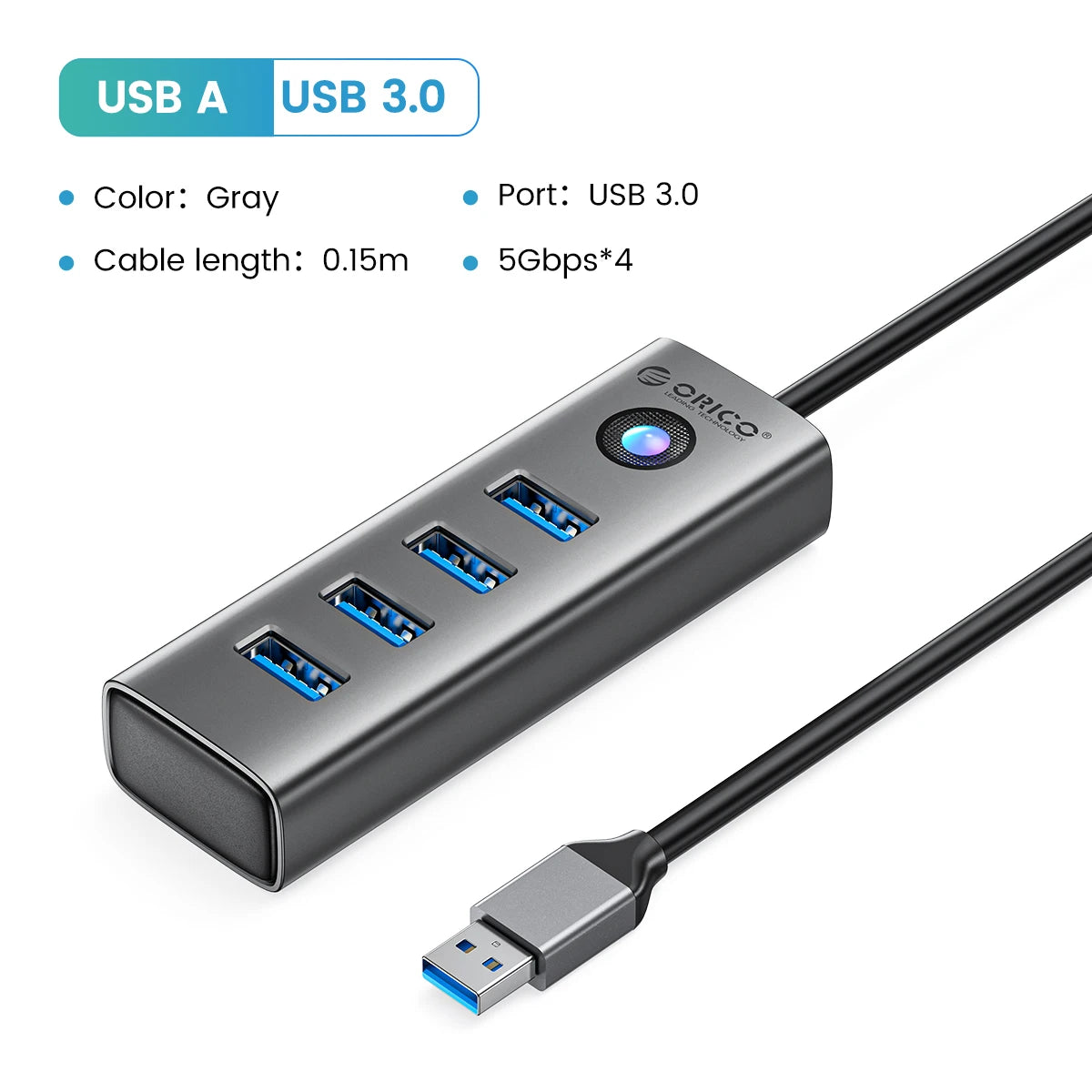 ORICO Aluminum Powered USB3.0 HUB 7/10 Ports USB Extension with Switches 12V Power Adapter Support BC1.2 Charging Splitter