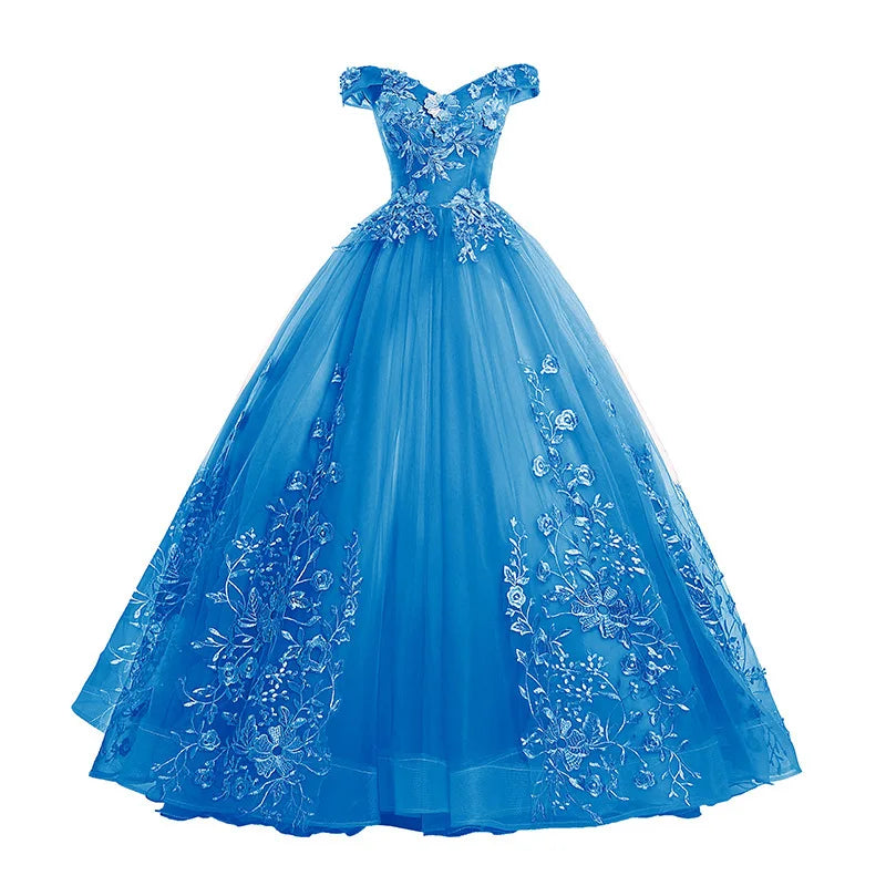 Luxury 15 Quinceanera Dresses Ball Gown Puffy Long Lace Appliques Prom Dress Customized Student Show Graduation Host Party Dress