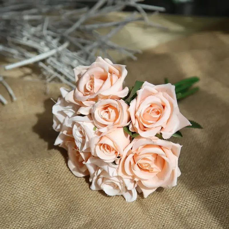 9 Head Artificial Bouquet Rose Bouquet Wedding Decor Artificial Flower Home Decoration Accessories Silk Flowers