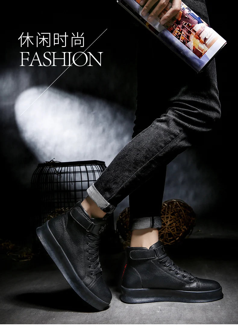 Fashion Luxury Men's Red High Top Sneakers PU Leather Casual Sneakers Men Flat Designer Shoes Breathable Hip Hop Sport Shoes Man