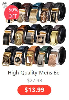 High Quality Mens Belts Black Brown Blue White Green Leather Straps Casual Gold Automatic Buckles Waistband Belt for Men Wedding