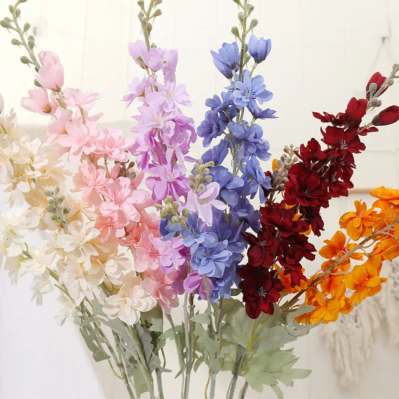 YeeNanee 6pcs Blue Delphinium Artificial Flowers Long Stem Larkspur for Wedding Centerpieces Floral Arrangements Home Vase Decor