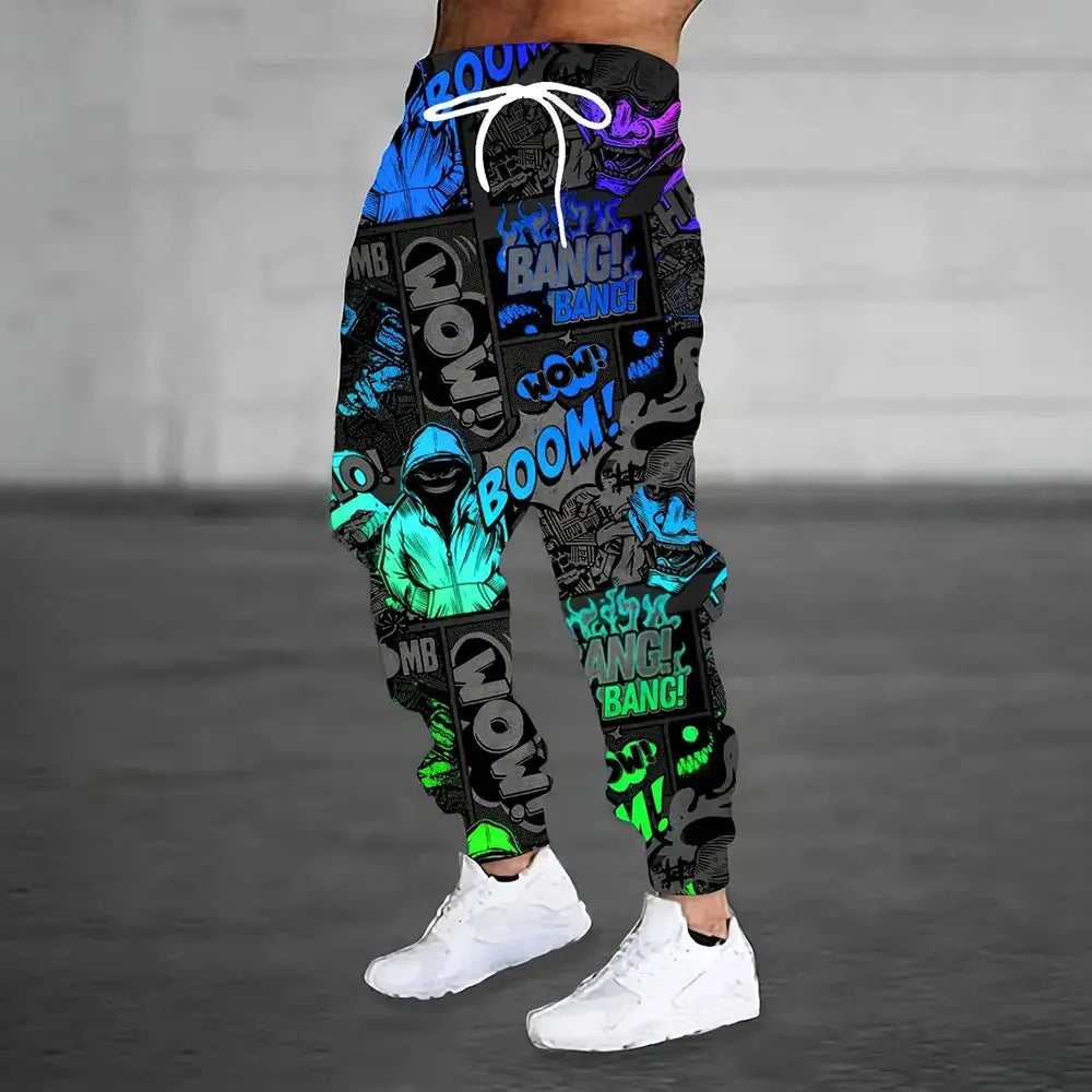 Winter New Thick Warm Pants 2026 New Fashion 3D Flame Print Sweatpants Men Large Size Loose Casual Pocket Drawstring Sweatpants